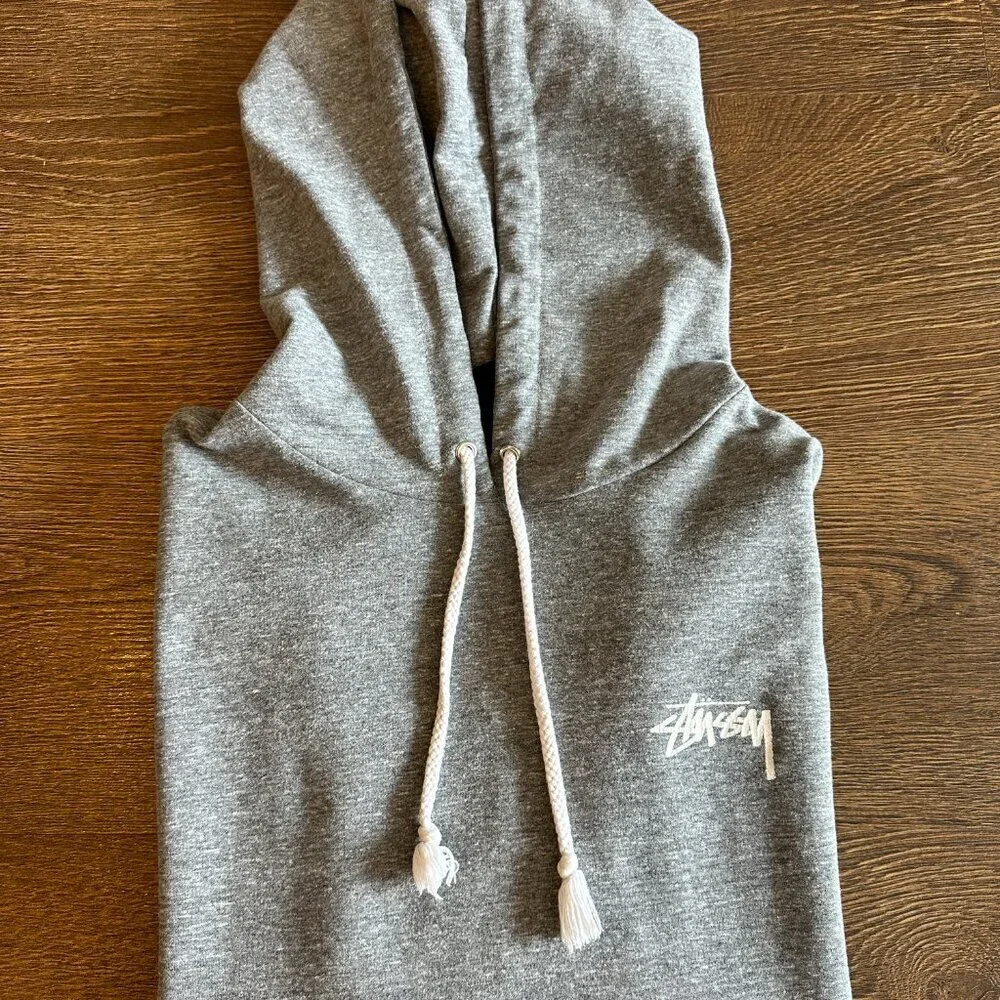 Vintage Stussy Gray Hoodie with Surf Back Graphic - Size S - Picture 9 of 9